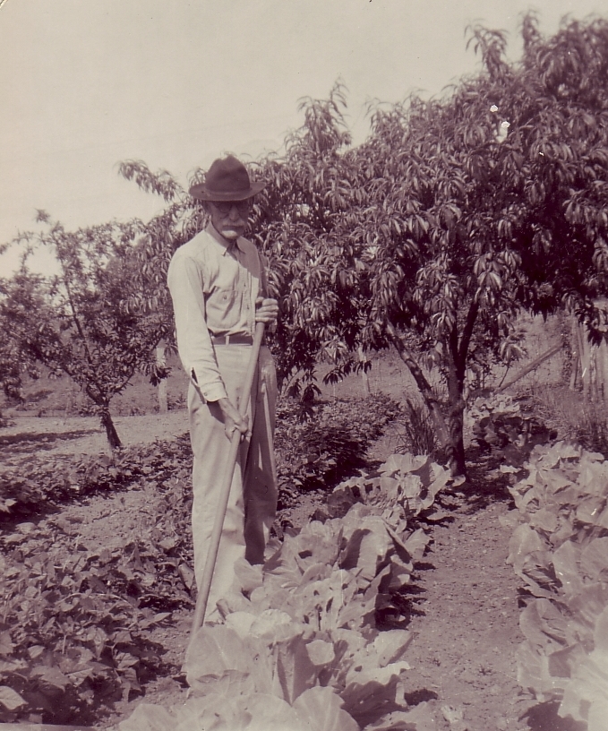 J.W. McKeehan in the garden